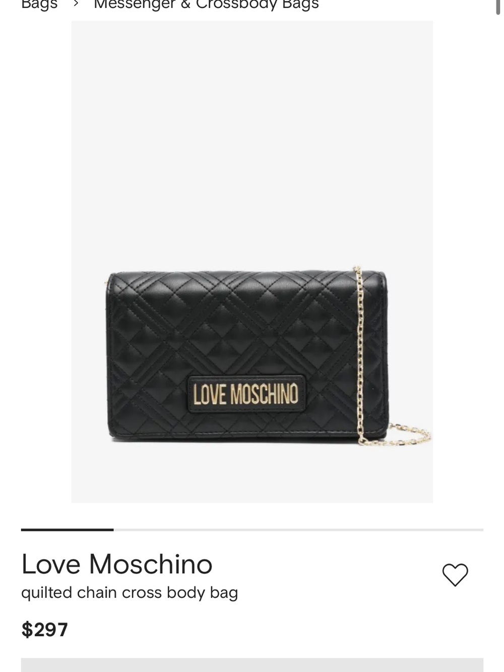Love Moschino Black Quilted Crossbody with Gold Chain